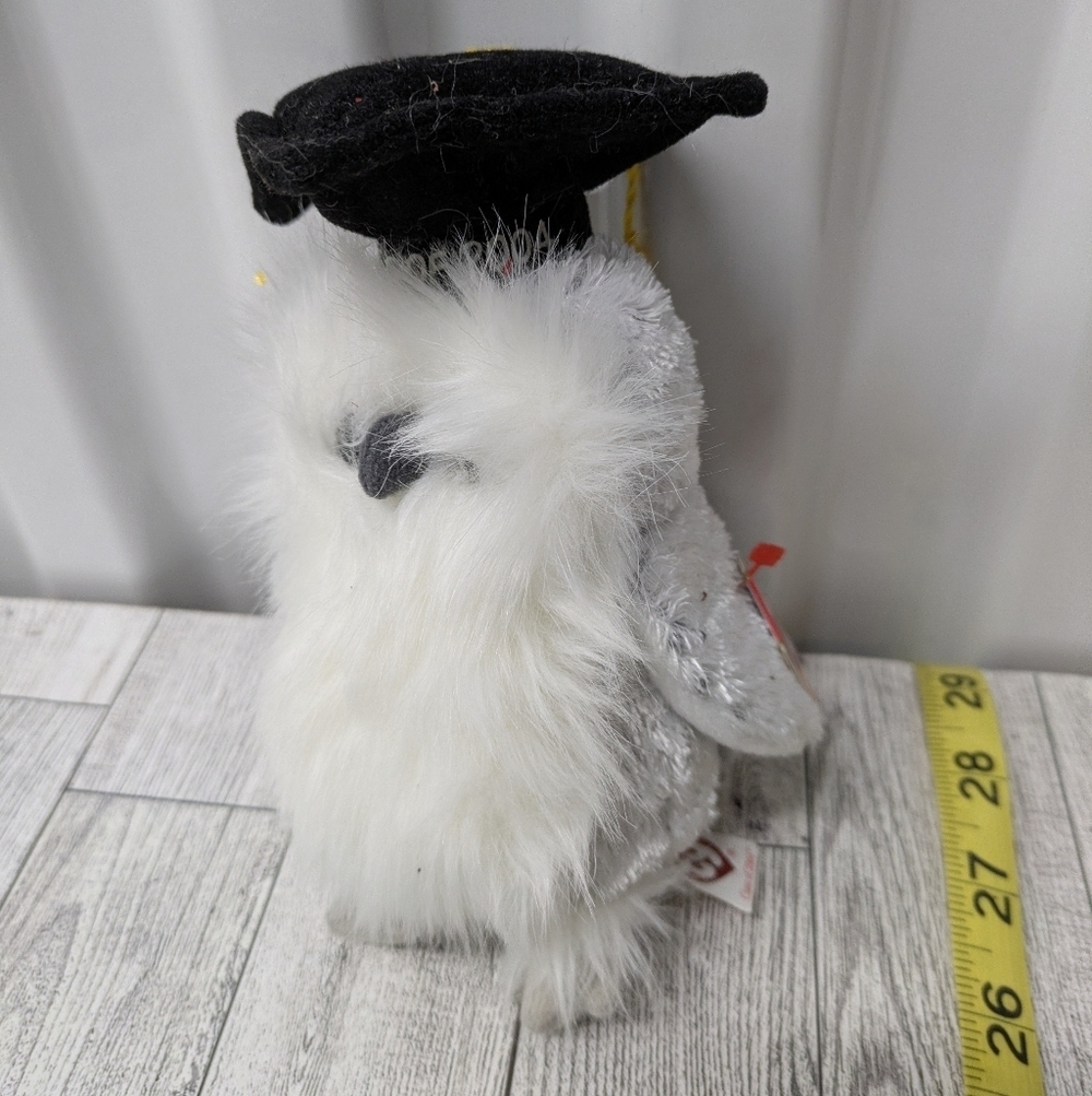 Ty Plush Owl Toy with Black Cap